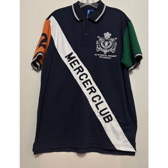 Mercer Club Rugby Polo Shirt Short Sleeve Big Logo Crest Embroidered Mens XL - Picture 1 of 7
